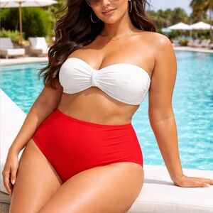Sunsets Curve Sz 18 Red High Rise Swim‎ Bottoms NWOT Vacation Ready
